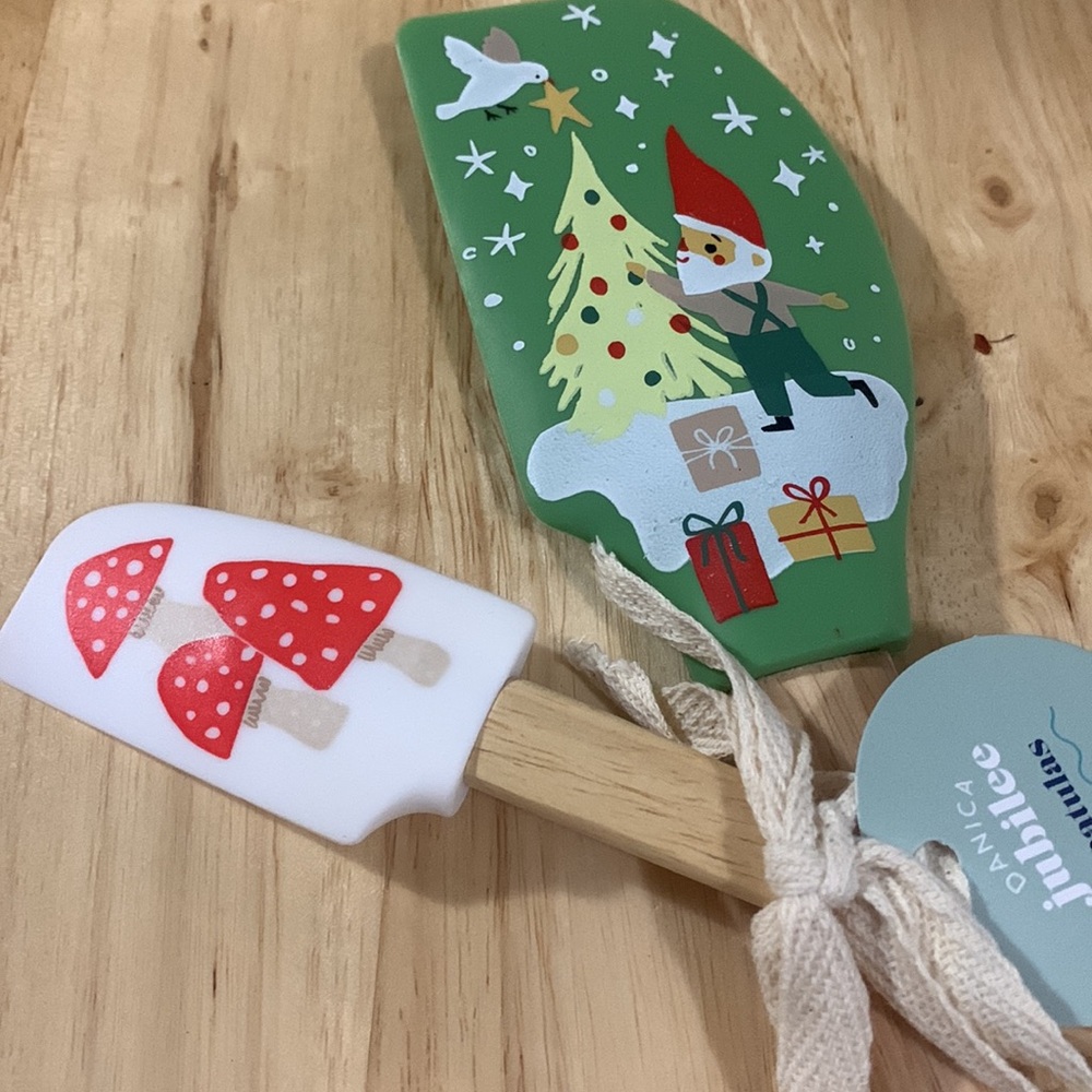 Christmas gnome and mushroom. Set of 2 spatulas by Danica Jubilee